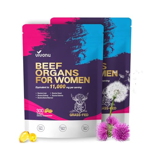 Image of VivoNu Beef Organ Supplement for Women, 400 Day Supply, 11000mg per Serving Beef Organs with Bovine Liver, Ovary, Uterus, Kidney, Heart, Bone & More, 100% Grass Fed, Balance Hormones, Energy