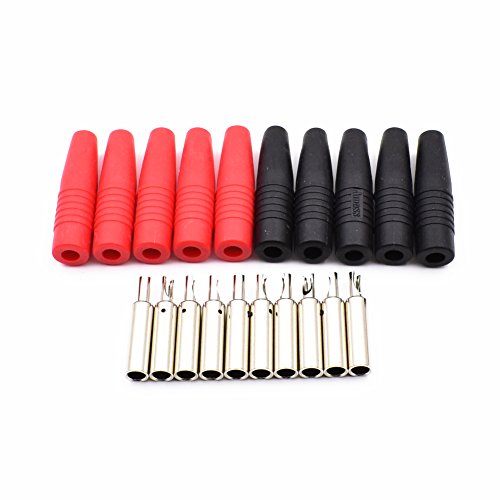 5 Pair Black/Red Insulated 4mm Banana Plug Female Jack Socket Adapter Solder Type