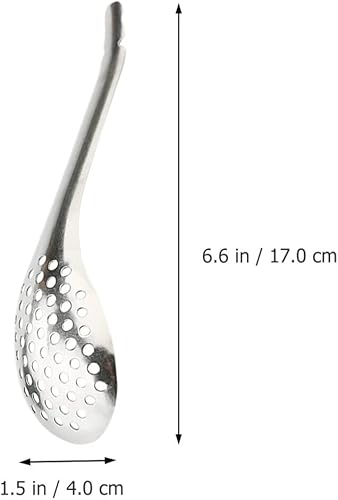 Miniatura 2 de STOBOK Cuchara de esferificación de acero inoxidable para caviar de metal, cuchara pequeña ranurada, colador de huevos, colador de cocina para barra