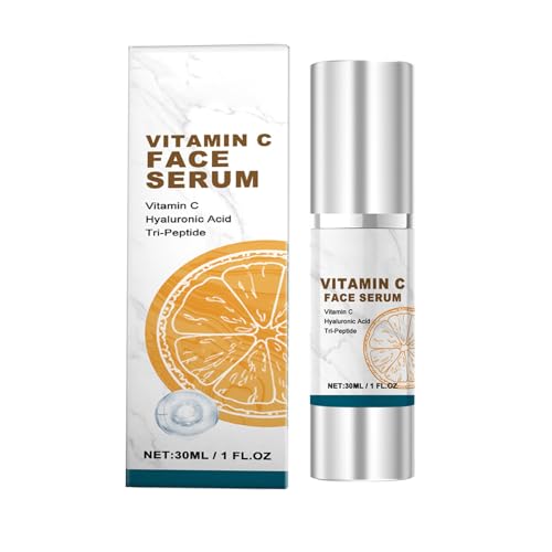 Sérum Visage à la Vitamine C 30ml avec acide hyaluronique, vegan, Serum hydratant anti-âge & anti ride pour le visage, Soin Visage Anti-âge Idéal Comme Crème Contour des Yeux (1PCS)