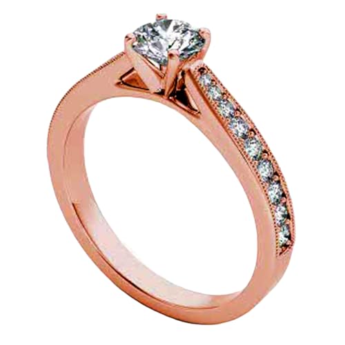 Bague de fiançailles moissanite argent 925 plaqué or rose solitaire femme RNG-0707
