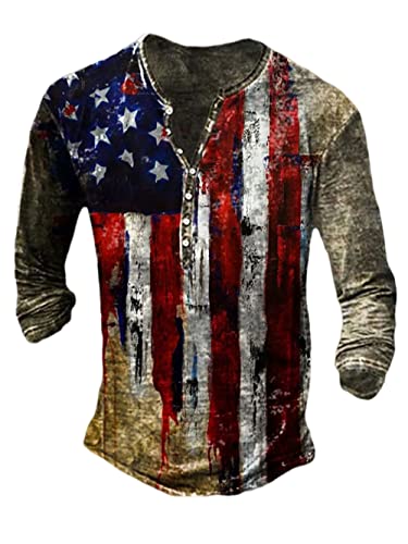 DaDuo T-Shirt Homme Chic 3D Imprimé Boutonné Col V Shirt Homme Coupe Slim Mode Manches Longues Shirt Homme Confortable Doux Shirt Décontractée Homme CT04-7 XXL Cover