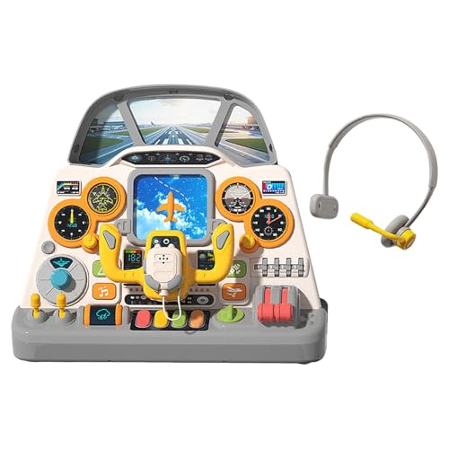Amagogo Tablero de Actividades para niños con Luces y Sonidos, Juguete de simulación de Cabina de avión, Juego de simulación para Viajes, Regalo para niños de