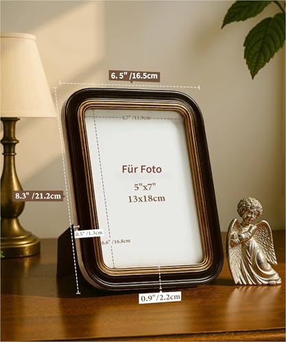 Afuly Bilderrahmen 13x18 Vintage Antik Fotorahmen Schwarz Gold Harz Picture Frame Glass Photo Frame Tisch Dekor Wanddeko Wohnzimmer Geburtstag Geschenk für Frauen Mama Oma Famili Couple Freund