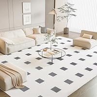B BENRON Soft Plaid Rugs for Living Room Bedroom 5x7, Washable Checkered Area Rug for Kitchen Dining Nursery Kids Girls, Minimalistic Geometric Throw Rugs, Large Indoor Floor Carpets, Black, White