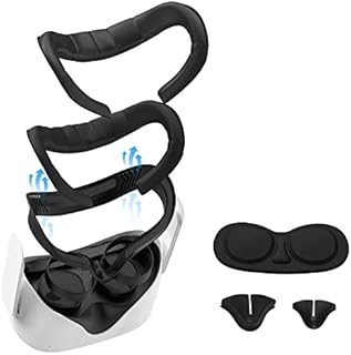 SUPERUS Facial Interface Bracket for Oculus/Meta Quest 2 with 2 Customized Face Pad Replacements, Anti-Light Nose Pad, Lens Protector, and Glasses Spacer Comfort 7-in-1 Accessories Kit (Black)