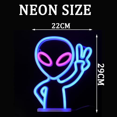 ENUOLI Alien Neon Sign,Led Neon Signs for Wall Decor Man Cave Game Room Neon Decor USB Powered Alien Neon for Beer Bar Pub Man Cave Party Wedding Birthday Gifts (Pink&Blue) - Image 6