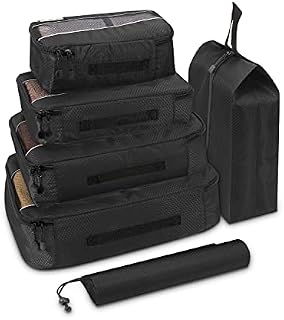 Packing Cubes for Suitcase, Fageny 6 Sets Travel Organiser Packing Bags Travel Luggage Organizers for Christmas Gift Clothes Makeup Toiletry Shoes, Black