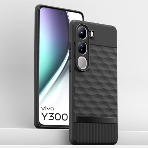 Image of Pikkme Back Cover for Vivo Y300 5G Camera Protection 3D Hexa Cube Design Silicone Protective Bumper Case (Black)