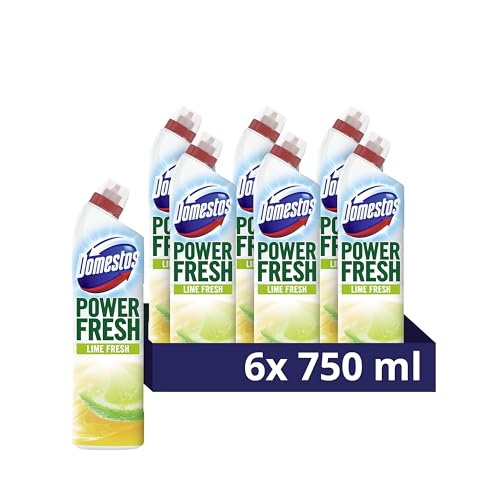 Domestos Power Fresh Lime Fresh Toilet Gel eliminates 99.99% of germs* limescale remover 6x 750 ml