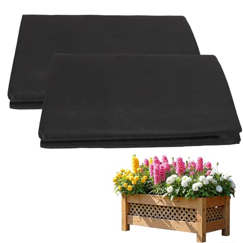 Wshxjzyay 2 Pack Raised Garden Bed Liner Raised Garden Bed Liner Non Woven Fabric Planter Liner for Greenhouse Vegetable Gardening Cuttable Plant Liner with Soil Containment & Water Drainage