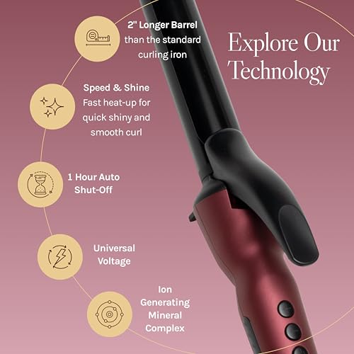 Image of Bio Ionic Long Barrel Curling Iron with Moisture Heat Technology & NanoIonic MX Versatile Curling Wand - Multiple Barrel Sizes for Tight, Classic, Loose & Soft Curls