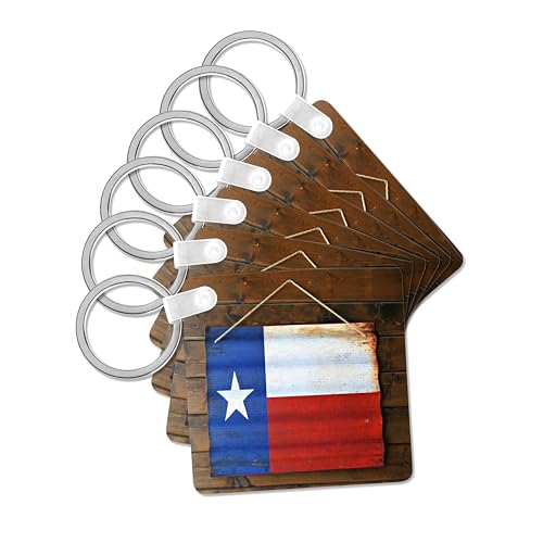 Porte-clés drapeau du Texas effet étain vieilli format carré de 2,25 cm