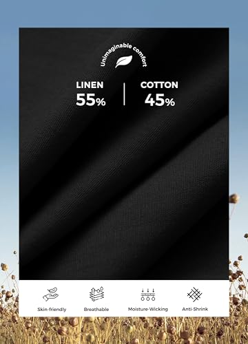 Women's Linen Pants Wide Leg Dressy Casual Beach Linen Pants Summer with Pockets 29" 31"4