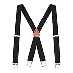 Suspenders for Men – 48″ Elastic Adjustable Straps 1 1/4″ – X Back www.denim.fit