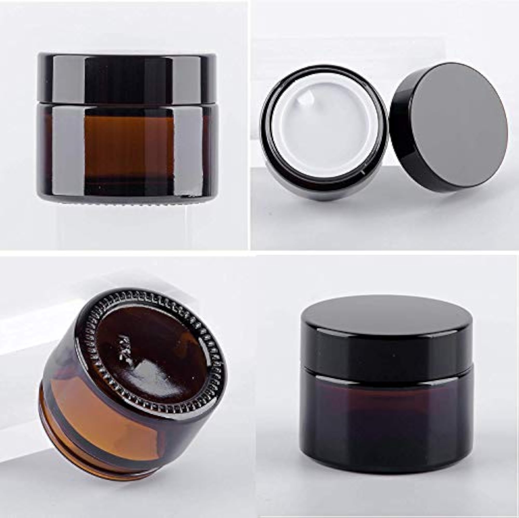 Pack of 8PCS 30ML Empty Amber Round Glass Jars