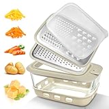 Cheese Grater with Container,Glass Food Storage Box with Silicone Sleeves,for Hard Parmesan,Soft Cheddar Cheeses,Vegetables,Chocolate,for Microwave, Dishwasher, Oven(1380ml,46oz)
