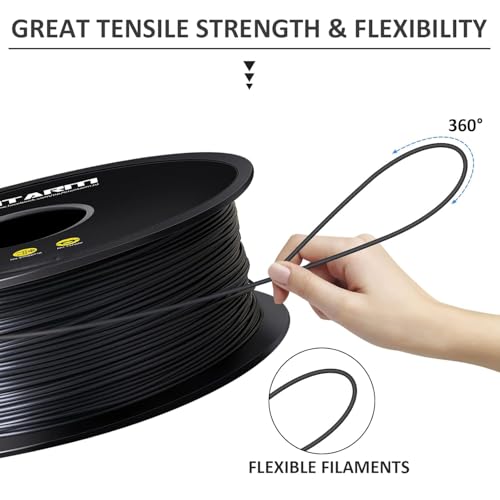 Image of GIANTARM Silk Black PLA Filament 1.75mm, Dimensional Accuracy + /-0.03mm, PLA Filament for 3D Printer, 1kg Spool
