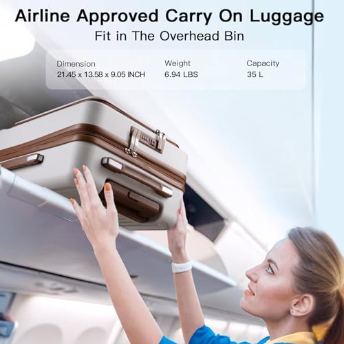 FIGESTIN-Carry-on-Luggage-22x14x9-airline-approved-20-inch-Carry-on-Luggage-with-Laptop-Compartment-Travel-Carry-on-suitcase-Lightweight-Carry-on-Luggage-with-wheelsTSA-Approved-Beige-Airline