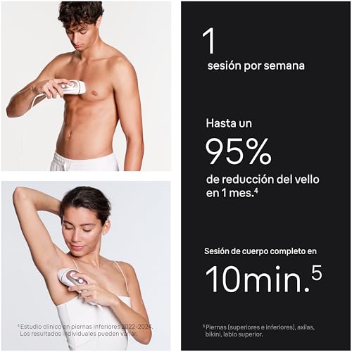 Miniatura 5 de Braun Depiladora Luz Pulsada Skin i·expert Smart IPL, PL7387, Blanco/Bronce | Alternativa a Depiladora Laser con Inteligencia Artificial, Elimina el Vello en Casa, Neceser, Maquinilla Venus, 4 Cabezales