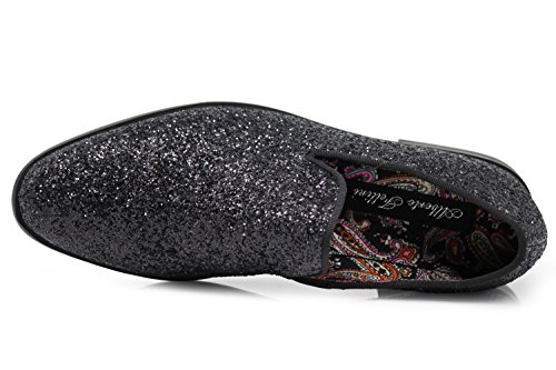 Image of SPK04 Men's Vintage Glitter Dress Loafers Slip On Shoes Classic Tuxedo Dress Shoes