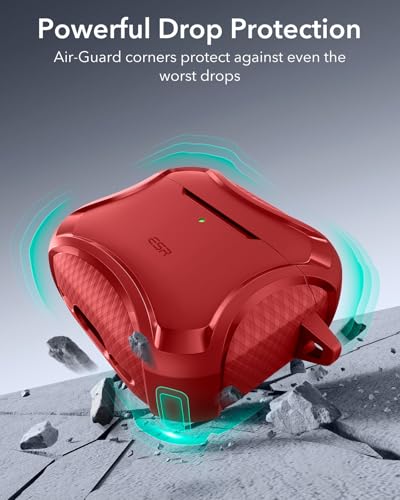 Image of ESR for AirPods 4 Case, Compatible with AirPods 4th Generation Case (2024), Compatible with MagSafe, Powerful Drop Protection, Magnetic Lid, Cyber Series, Red