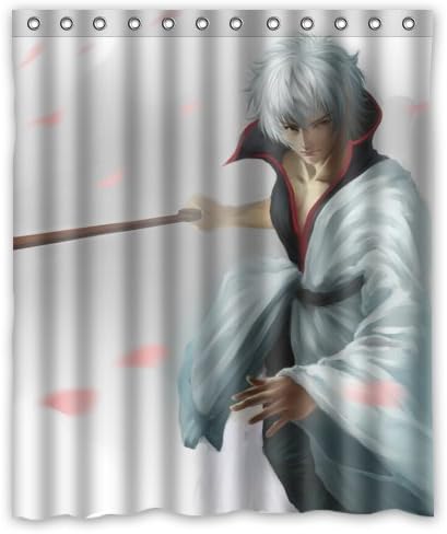 HANLU Custom gintama_sakata_gintoki Waterproof Polyester Fabric Shower Curtain 60" x 72"