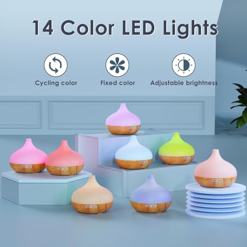 Aroma Diffuser Set for Essential Oils 500 ml Remote Control, 14 LED Colours & 4 Timer Settings - Ideal for Relaxation, Wellness & Aromatherapy - Image 5