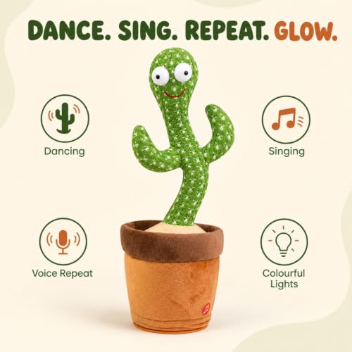 Image of Toy Imagine Rechargeable Talking Cactus Toy for Kids - Musical Dancing, Speaking Cactus Toy for Babies - Educational Talking Toy for Baby Boys & Girls (0-3 Years) - Speaking, Repeating for Toddlers