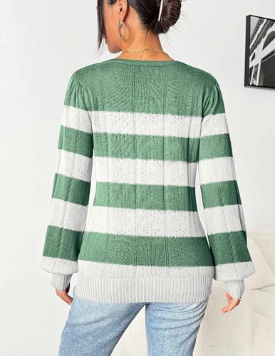 Image of HOTOUCH Sweaters for Women 2026 Fall Trendy Tops Casual Puff Sleeve Square Neck Cute Tunic Pullover Blouses XS-XXL