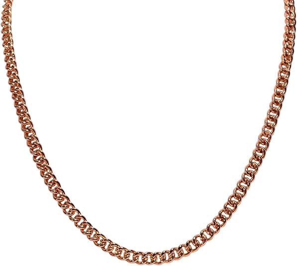 Pure Copper Cuban Link Chain Necklace Heavy Solid Copper Statement Jewelry Set Gift for Women & Men (16-26 inch Size)