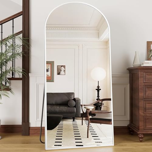 Image of Prywot Arched Full Length Mirror, 71 inchx30 inch Free Standing Floor Mirror, White