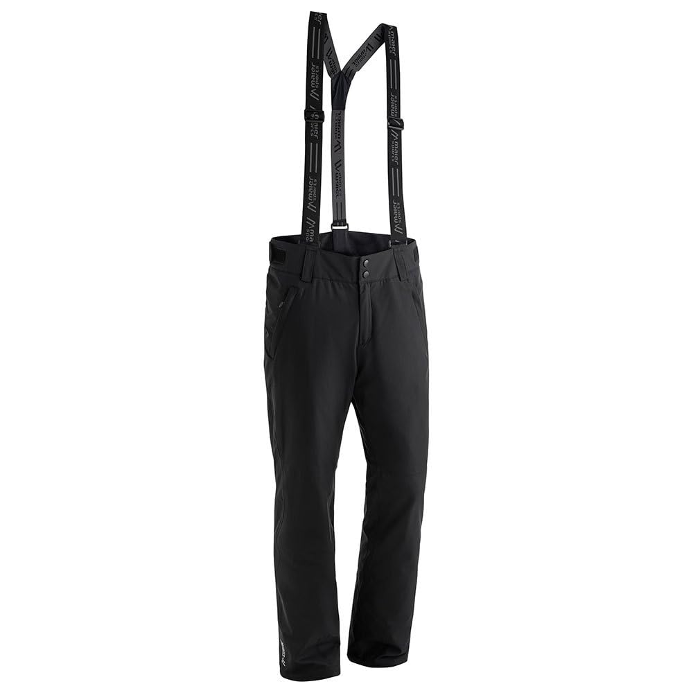 Maier Sports Corban T, Herren Skihose, wasserdichte Schneehose mit Hosenträgern, Stretchmaterial und Verstellbarer Bund, PFC-frei, mTHERM Wattierung & mTEX Wetterschutz, Schwarz, 29 (W42/L32)