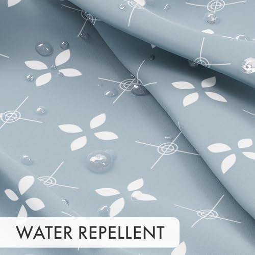 Image of AmazerBath Shower Curtain Blue, Cloth Blue and White Floral Fabric Shower Curtain Sets with 12 Shower Curtain Hooks, Rustic Home Decor Washable Farmhouse Fall Bathroom Shower Curtains, 72x72 Inches