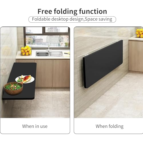 Table murale pliante noire 80x20 cm avec conception compacte - 6