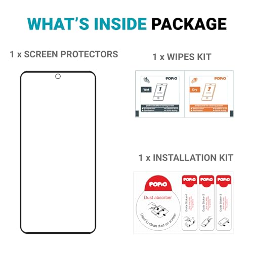 Image of POPIO Military-Grade Gorilla Tempered Glass For Samsung Galaxy M55 (Black) 9H Hardness, Edge-to-Edge Full Coverage, Anti-Scratch, Bubble-Free, Ultra Clear HD Glass, Oleophobic Coating, Face ID Compatible