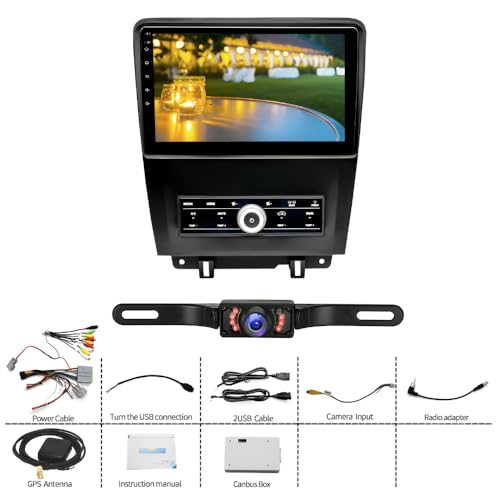 10'' Wireless& Wired Car Stereo, Android 13.0 HD Touchscreen with CarPlay & Android Auto for Ford Mustang 2010-2014, Backup AHD Camera/Bluetooth/GPS/MIC 2GB +32GB