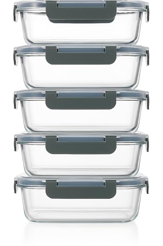 Visario 5 x kleine Glas-Frischhaltedosen 370 ml pro Glasbox | 5er...