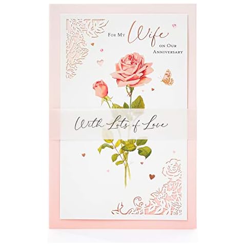 Luxury Pink Rose Anniversary Card Cover