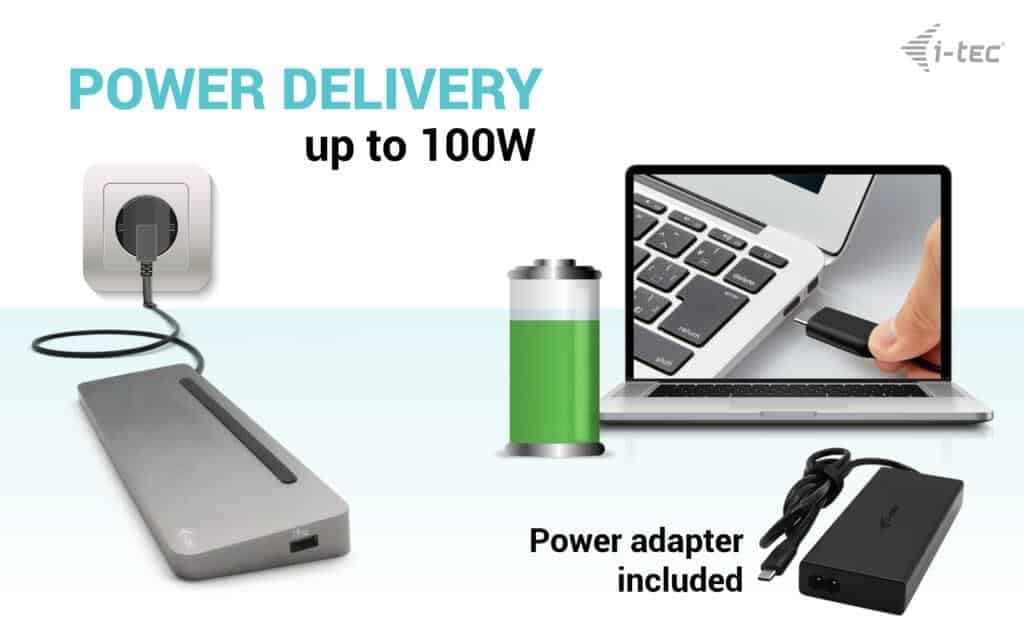 I-TEC Stacja dokująca USB-C ERGO + ładowarka 3X LCD + ładowarka 100 W (BUNDLE) UK