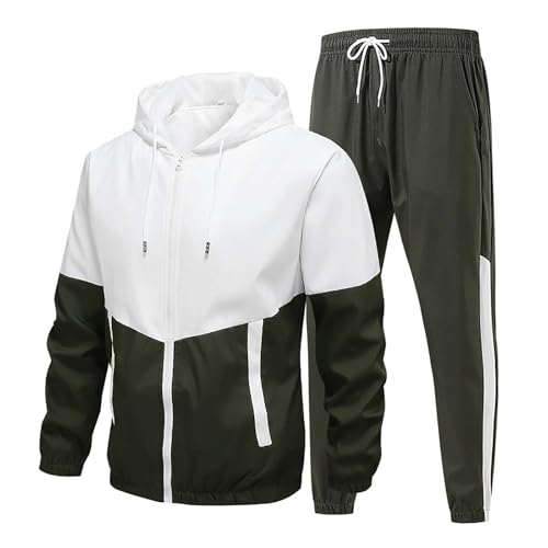 Completo Palestra Uomo Taglie Forti Leggero Felpa Con Cerniera E Pantaloni Completi Set Di Abbigliamento Sportivo Casual Felpato Tute Da Lavoro Sportivo Elegante Tuta Ginnastica Running Workout