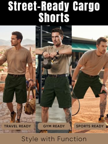 Image of GRECIILOOKS Men'S Cotton Cargo Shorts, Lightweight Half Pant Elastic Waist Casual Summer Shorts with Pockets