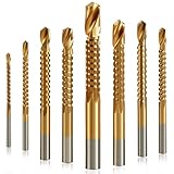 JONMON 8 Pack Titanium Coated HSS Twist Drill Bits - 3-10mm Serrated Drilling Grooving Side Cutting Drill Bit, Woodworking Hole Enlarging Tools for Wood, Plastic, Aluminum, Thin Metal