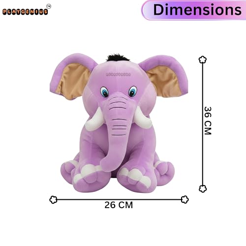 Image of Sitting Elephant Soft Toy - Purple | Super-Soft Plush Stuffed Animal for Girls Kids | Soft Stuff Toy for Kids | Ideal for Birthday Gift - 36 CM | Cute-Design & Washable
