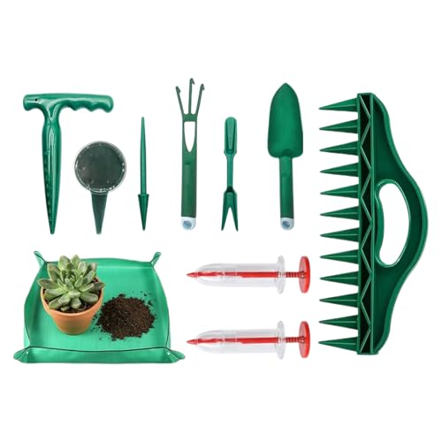 Garden Hand Tools | Sowing Dispenser Set, Repotting Mat for Indoor Plants, for Seedling Vegetable Tomato Pepper Flower Lawn Outdoor Cultivation