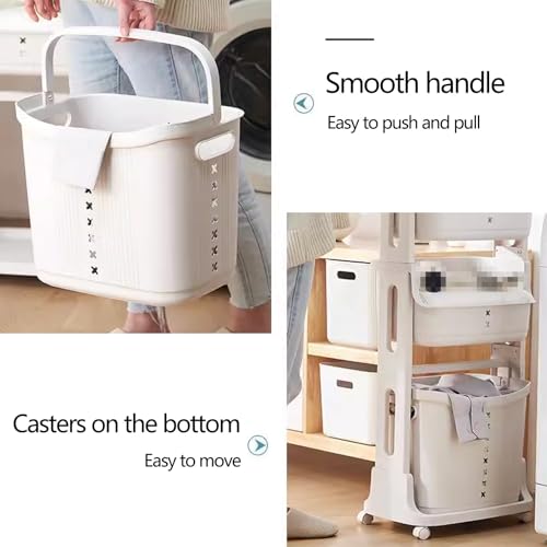 Panier à linge grande capacité avec roulettes et trieur de linge gris - 3