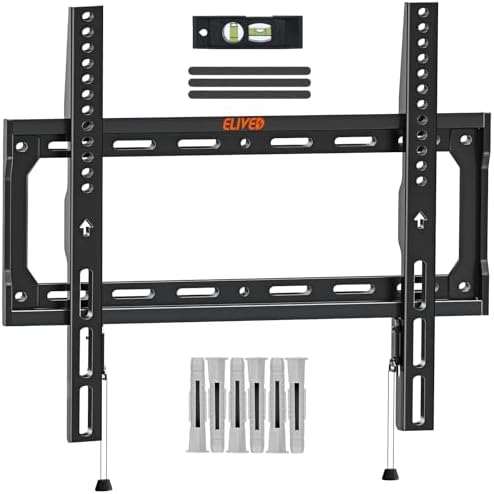 ELIVED Ultraslanke Tv-muurbeugel Voor 26-60 Inch Tv's, Platte Tv Muurbeugel Met Draai En Kantelfunctie Max Vesa 400x400 Mm Belastbaar Tot 40 Kg Houten Tv Beugel Met Max 16 Inch Standaard Ev3033