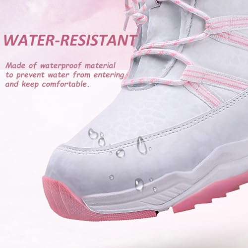 Boys Girls Thickened Warm Snow Boots Insulated Faux Fur Lined Water-Resistant Non-Slip Winter Outdoor Hiking Boots with Drawstring4