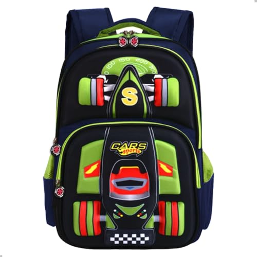 Mochila Escolar Infantil Para Meninos Carro Esportivo com Design 3D (Verde)