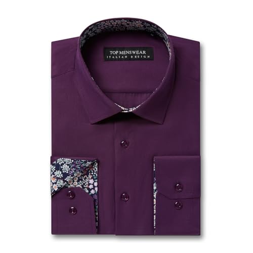 Chemise homme imprimé floral bleu marine en coton premium à manches longues
